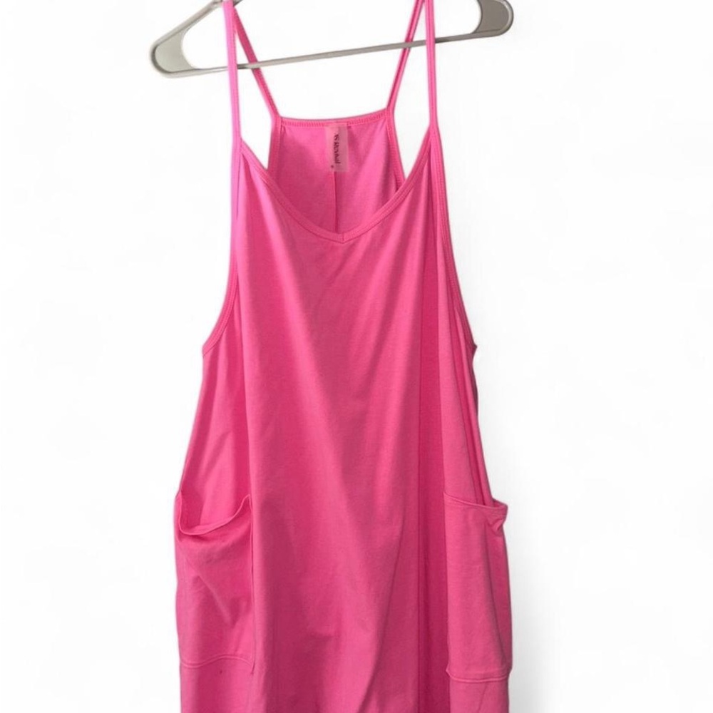 Altar'd State Hot Pink Spaghetti-Strap Pocket Tank Dress